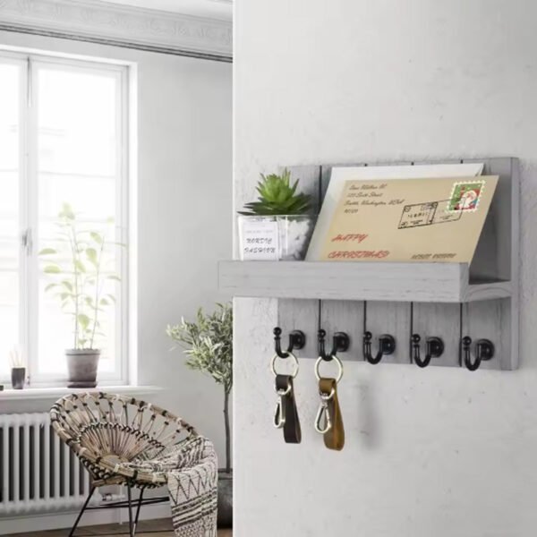 Decorative Key Holder for Wall – Wooden Entryway Organizer