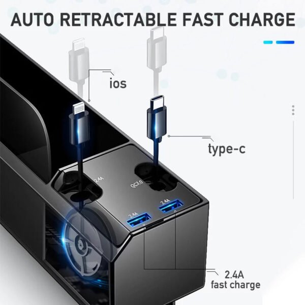 Car Organizer with Charging Ports – Seat Gap Storage Box