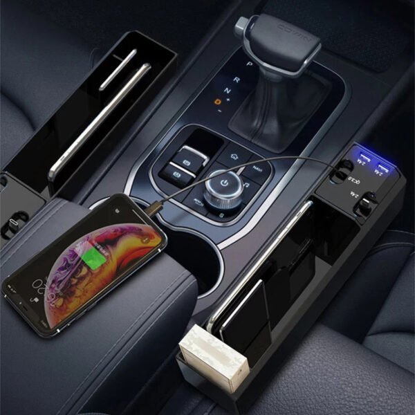 Car Organizer with Charging Ports – Seat Gap Storage Box