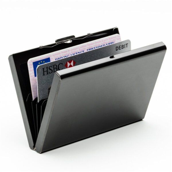 Titanium Black Stainless Steel Card Holder  – Slim Black Metal Case