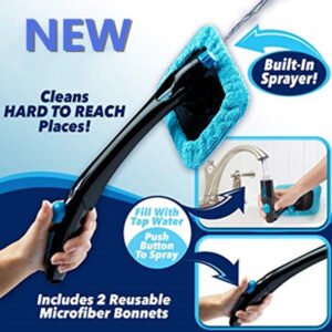 Car Window Cleaning Brush with Spray & Microfiber