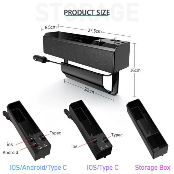 Car Organizer with Charging Ports – Seat Gap Storage Box
