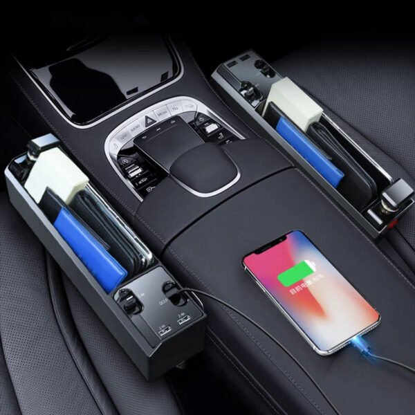 Car Organizer with Charging Ports – Seat Gap Storage Box