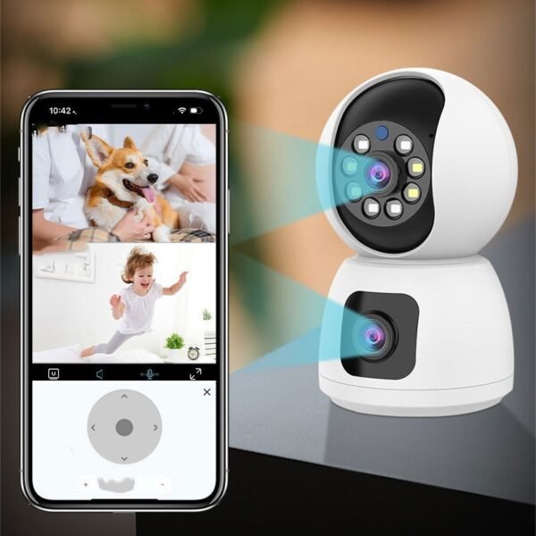 Dual Camera Security Camera with 2.4G/5G Wi-Fi, HD Dual Lens & Full-Color Night Vision