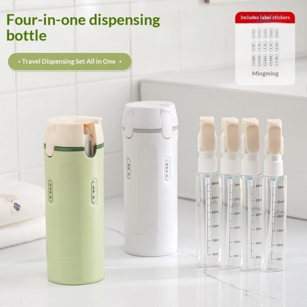 4 in 1 Toiletry Dispenser – Leak-Proof Travel Bottles for Shampoo, Lotion & More