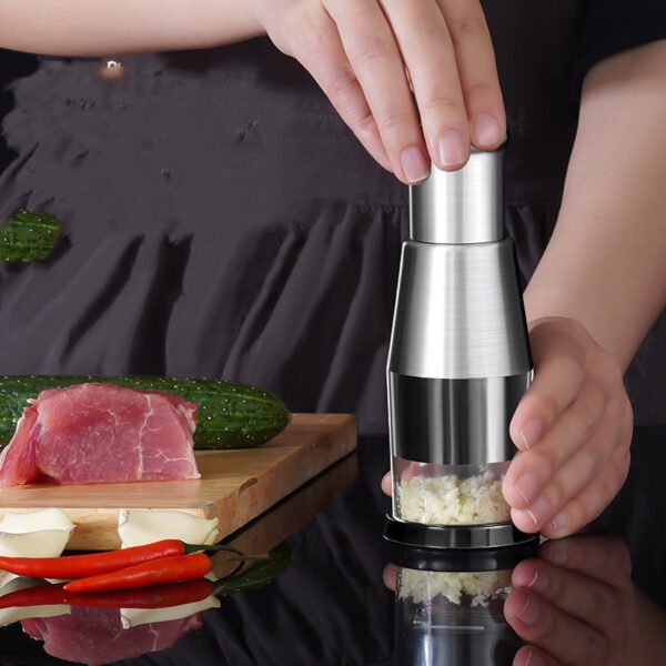 Manual Garlic Press Crusher – Stainless Steel Vegetable & Onion Chopper
