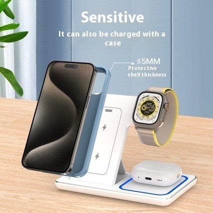 15W 3-in-1 Wireless Charging Station – LED Foldable Fast Charger Stand