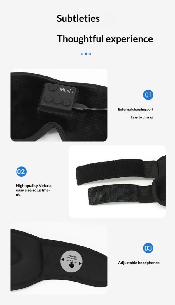 Wireless Bluetooth Built-In Music Headphones Sleep mask with Bluetooth headphones