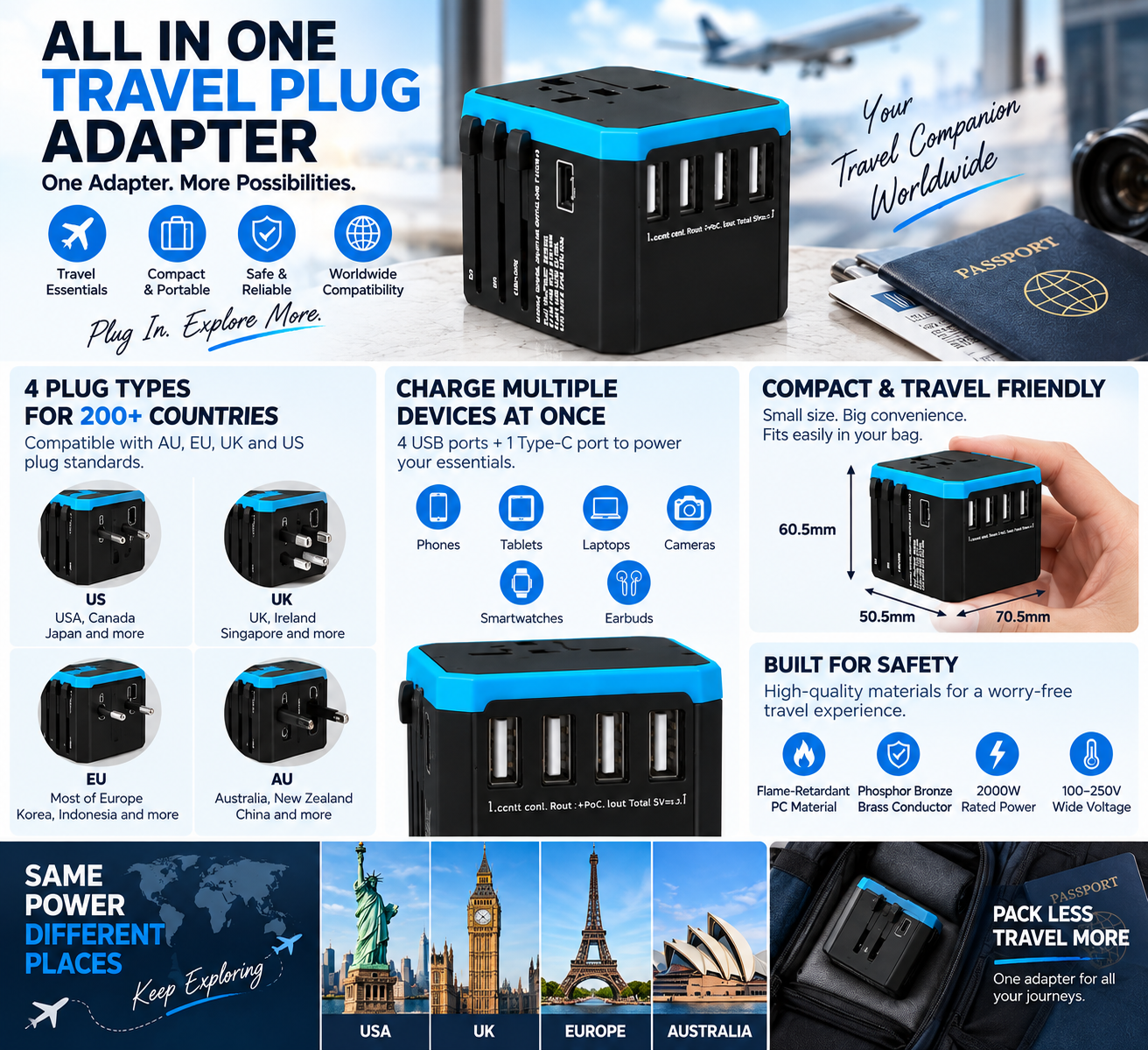 all in one travel plug adapter