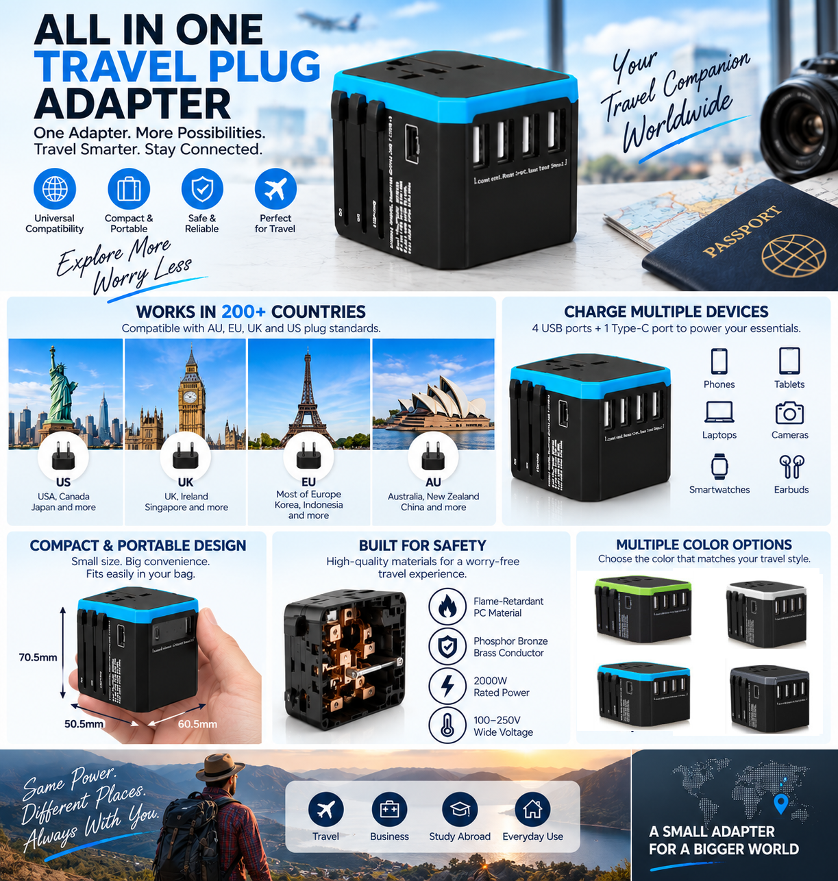 all in one travel plug adapter