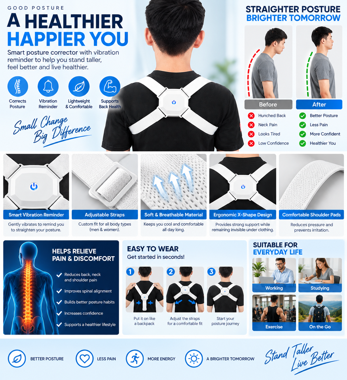 Posture corrector for back pain