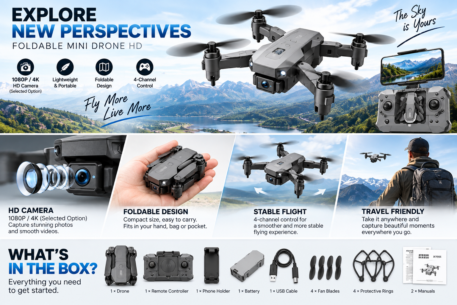 Foldable Mini Drone HD