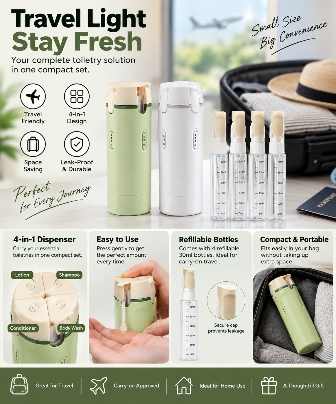 4 in 1 Toiletry Dispenser