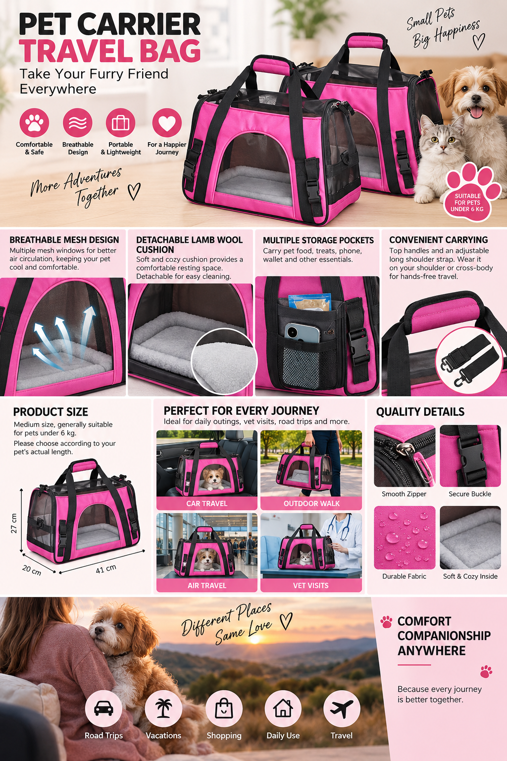 Pet Carrier Travel Bag