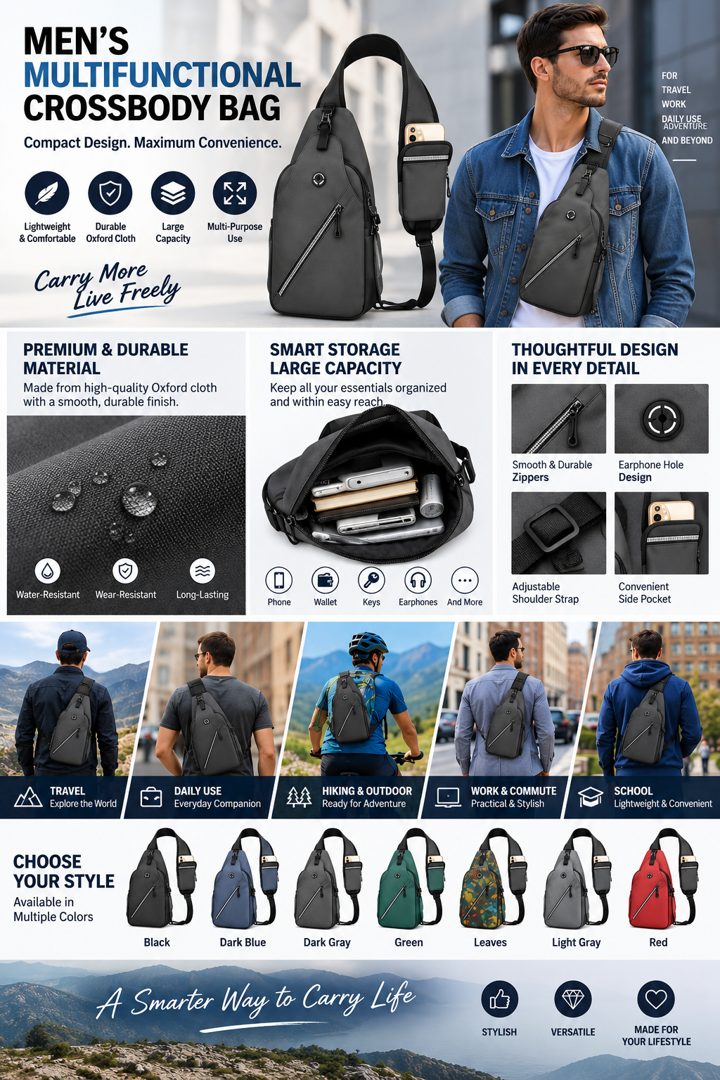 Leather Crossbody Bag Men