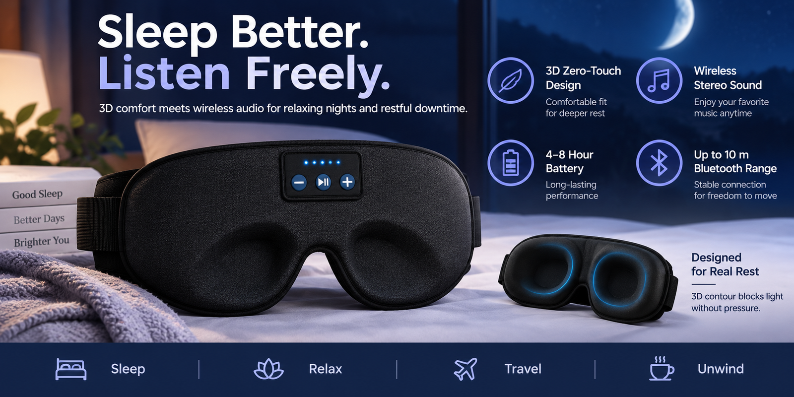 sleep mask with bluetooth headphones