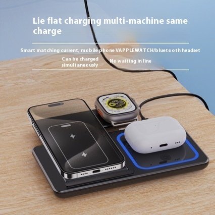 15W 3-in-1 Wireless Charging Station – LED Foldable Fast Charger Stand