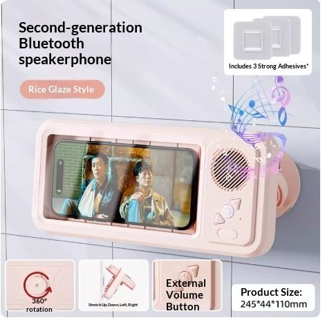 Waterproof Bluetooth Bathroom Phone Holder – 360° Rotating