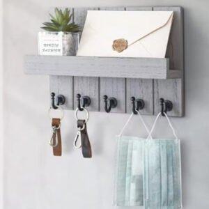 Decorative Key Holder for Wall – Wooden Entryway Organizer