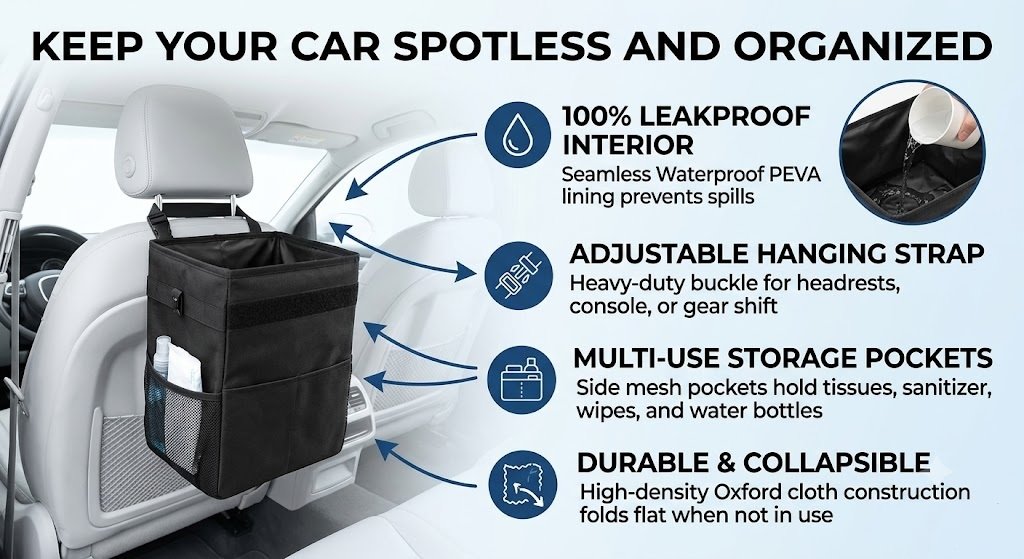 hanging car trash can leakproof