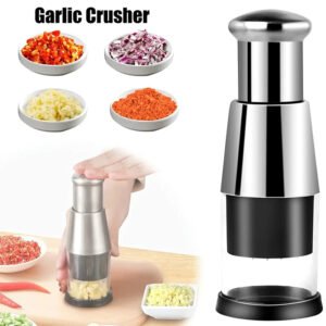 Manual Garlic Press Crusher – Stainless Steel Vegetable & Onion Chopper