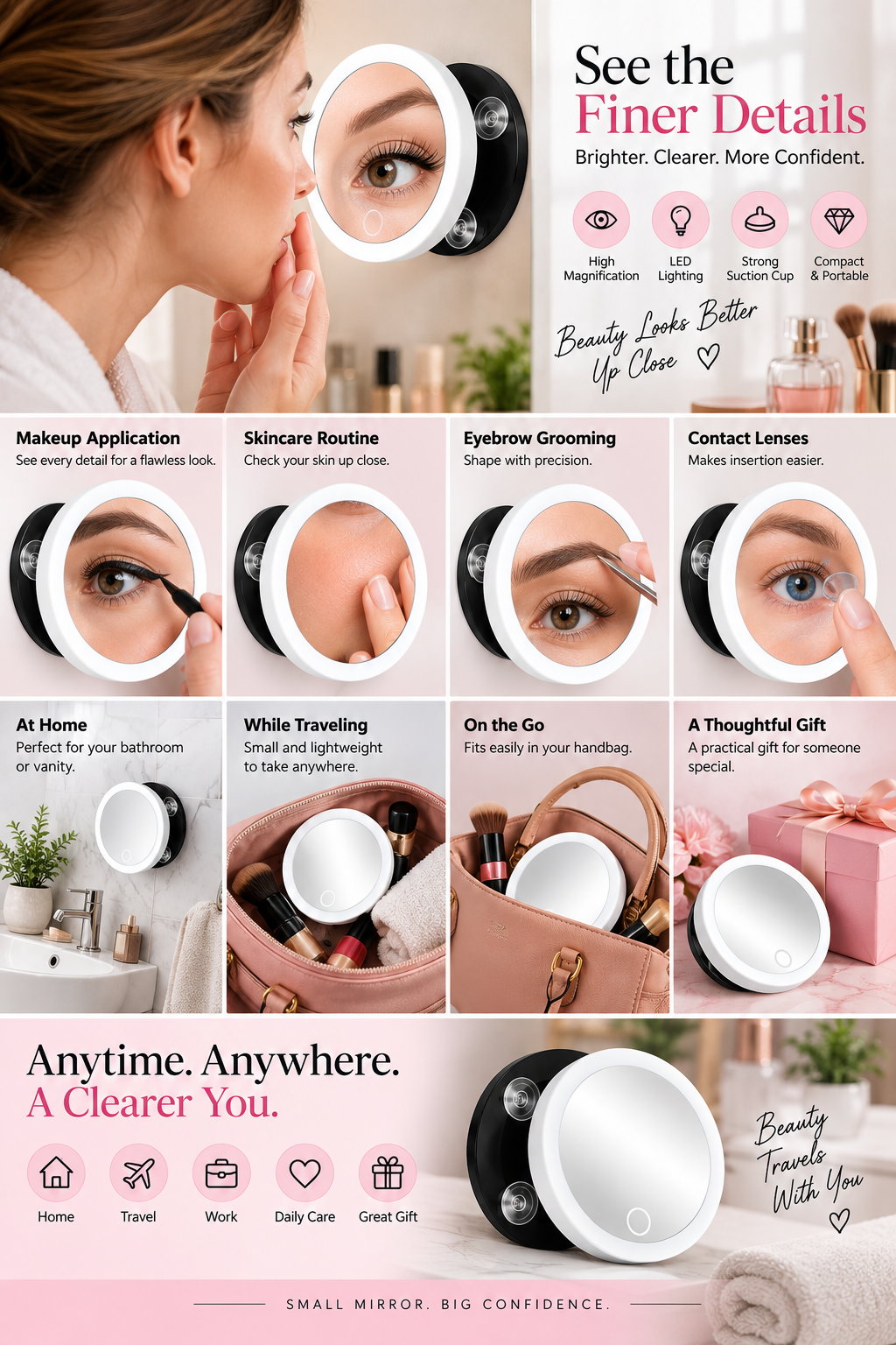 10x Magnifying Mirror LED