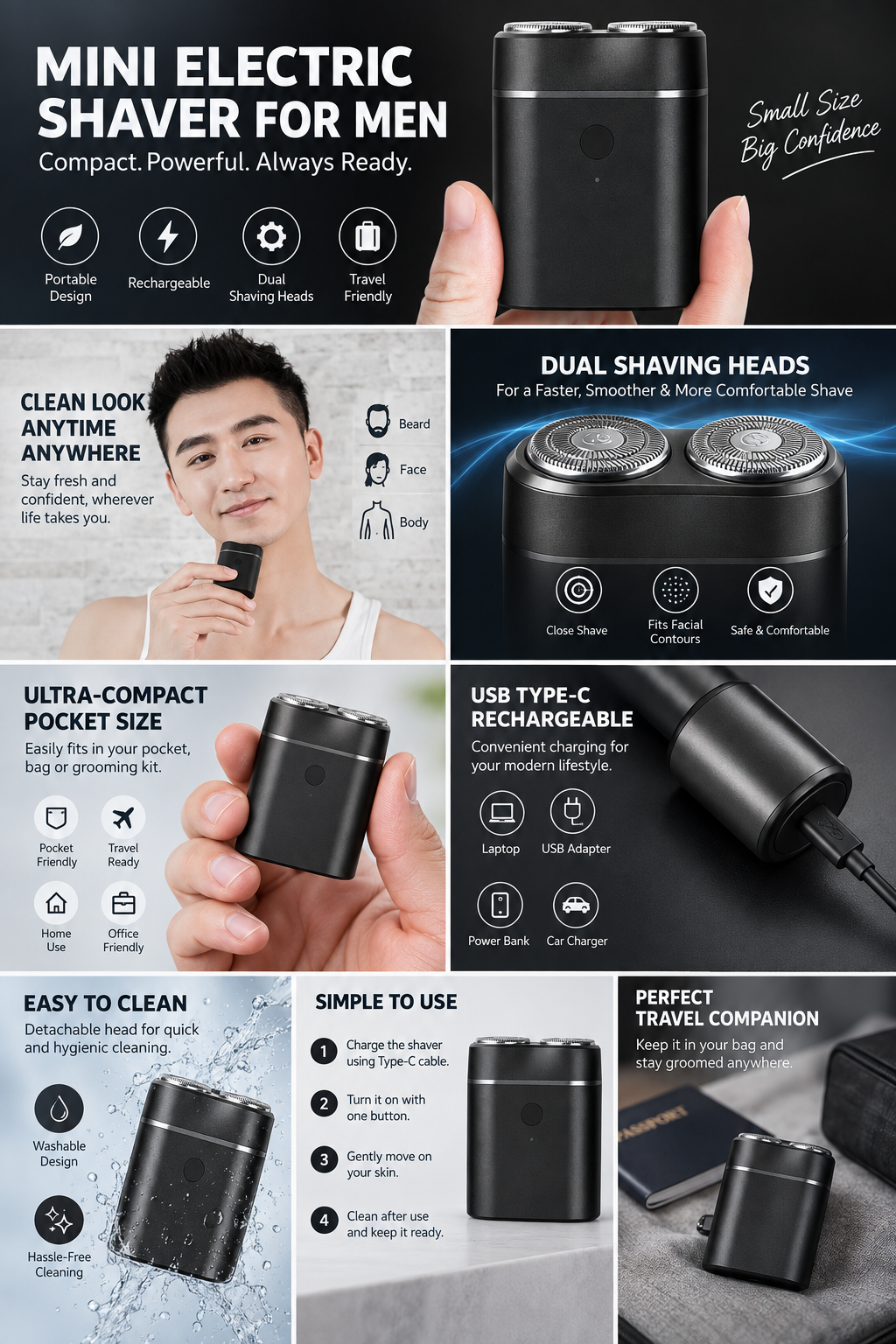 mini electric shaver for men