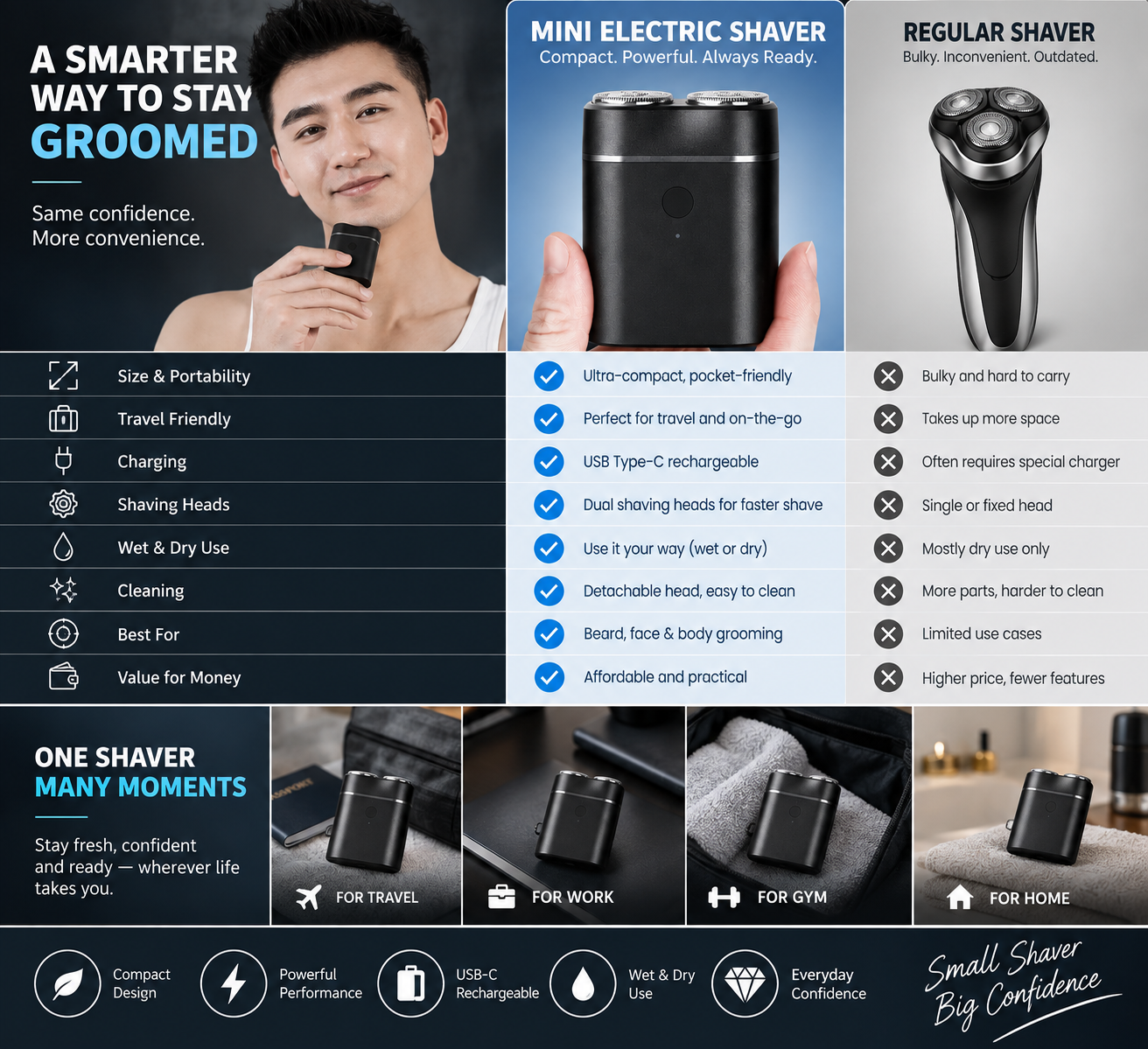 mini electric shaver for men