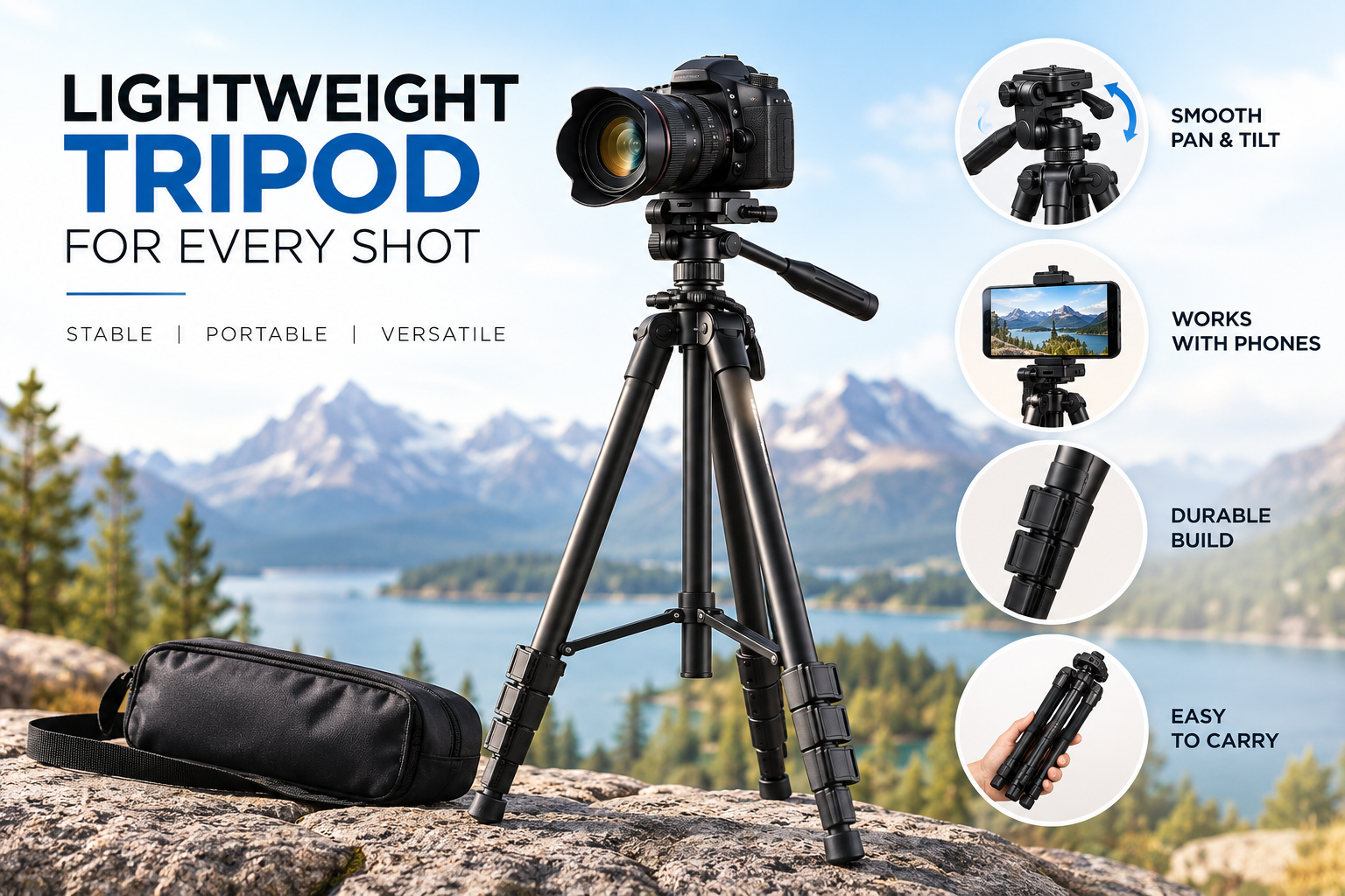 lightweight tripod for DSLR camera