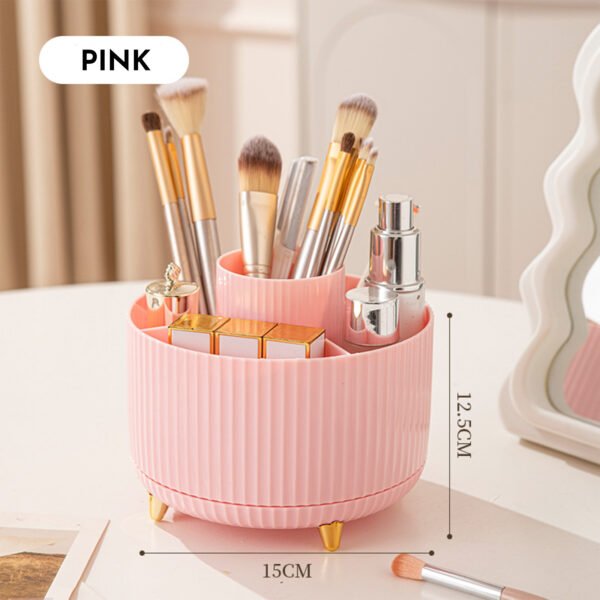 360° Rotating Makeup Organizer – 5 Compartment Cosmetic Holder